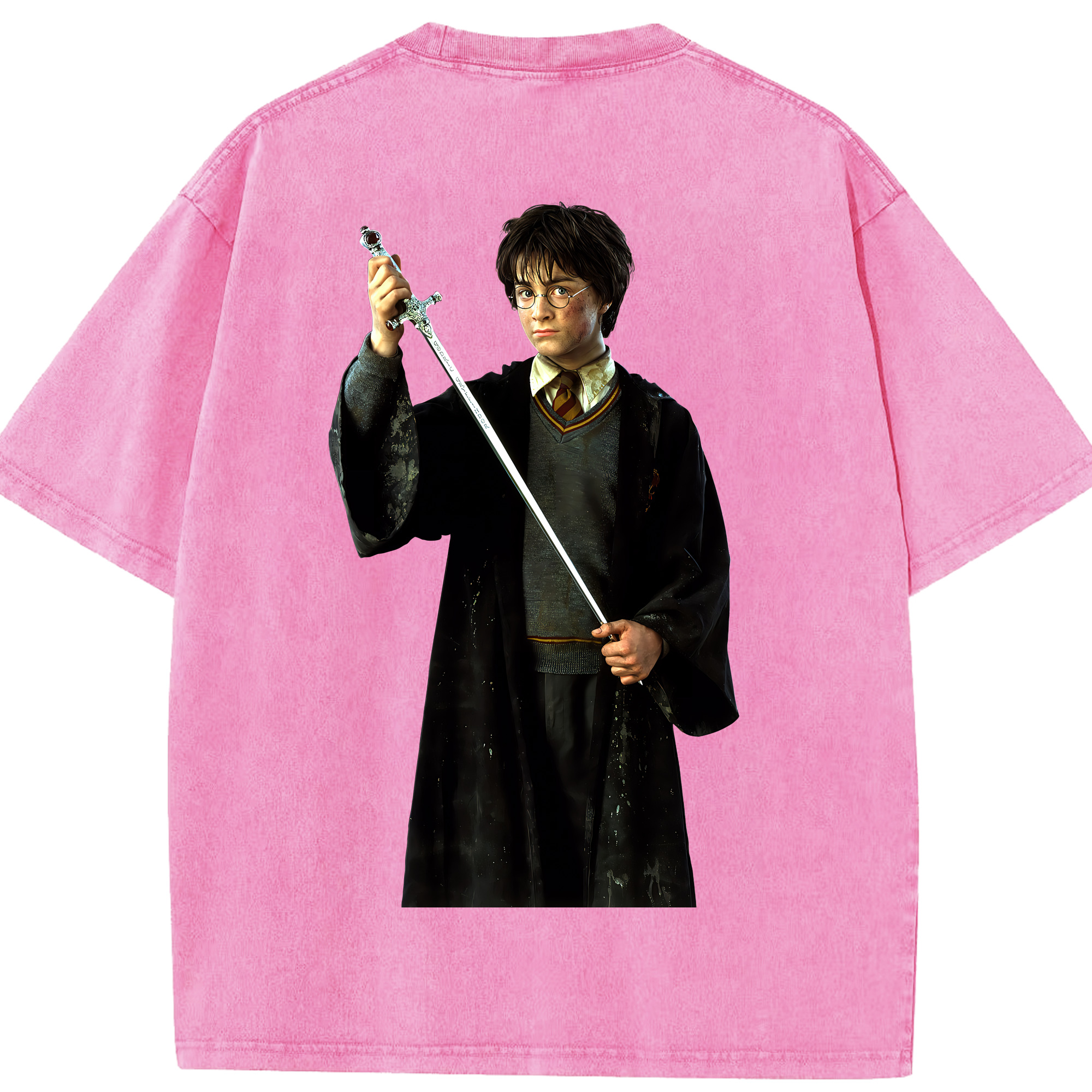 （画像用） Harry Potter ハリー・ポッターシリーズ 綿100% ヴィンテージ風 半袖Tシャツ（背面プリント）